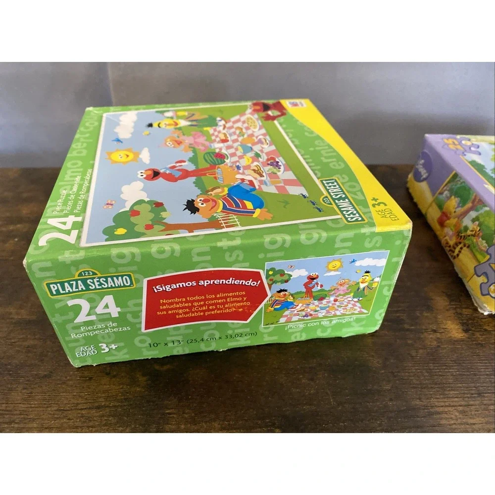 Lot Of‎ 2 Disney Winnie The Pooh & Sesame Street 24 Piece Puzzles Complete